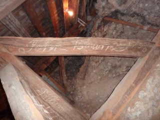 graffiti on the beams in the Lady Chapel roof space