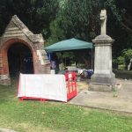 workman laying paving for the seat