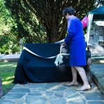 Sarah Foot unveiling the seat